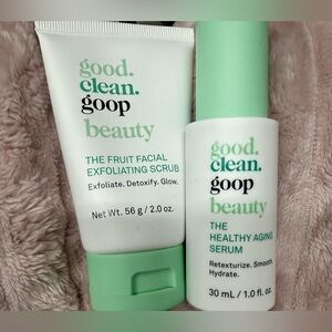 Good Clean. Goop Beauty Fruit Facial Exfoliating Scrub & Healthy Aging Serum-NIB